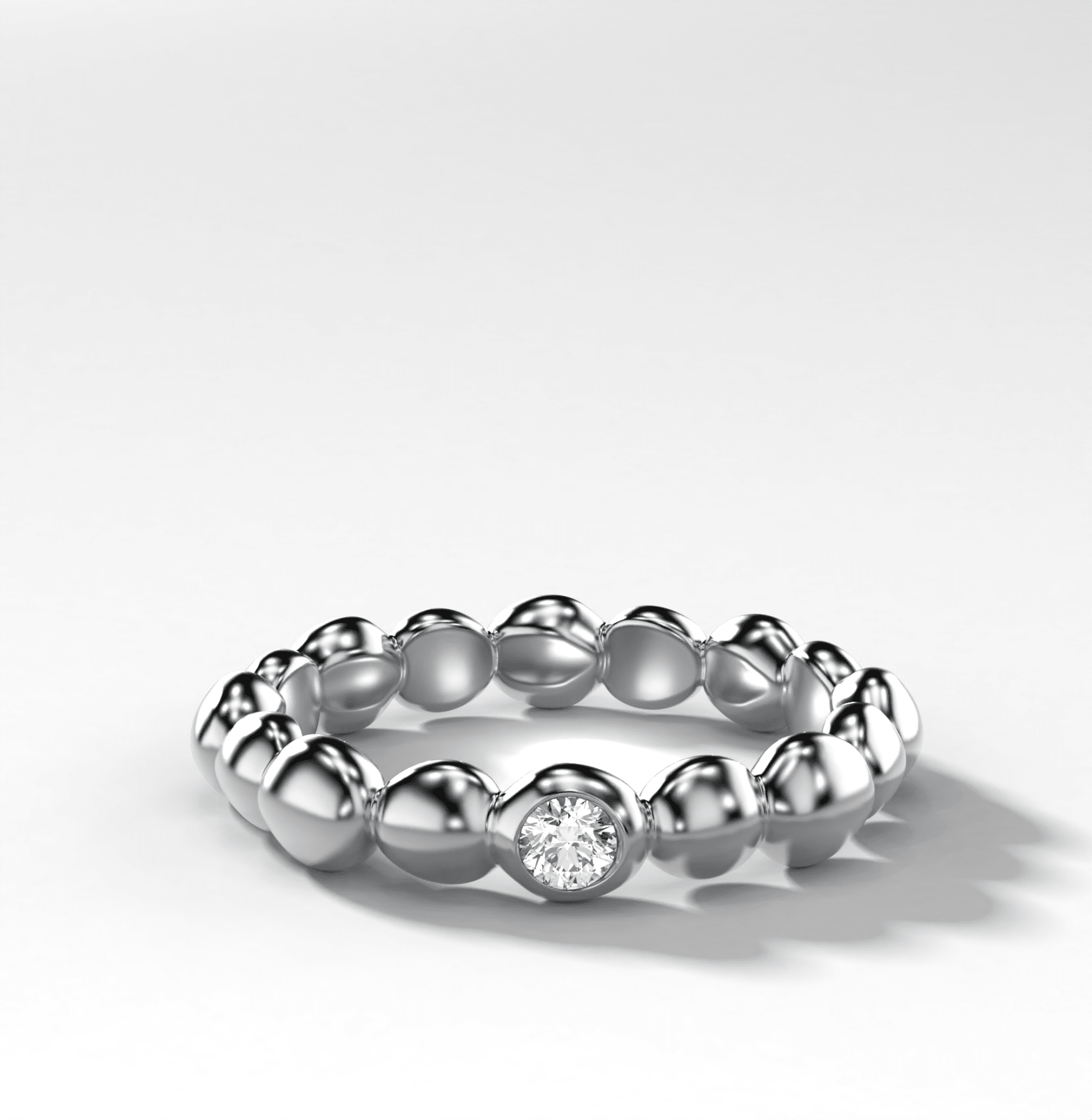 Single Stone Bubble Wedding Band