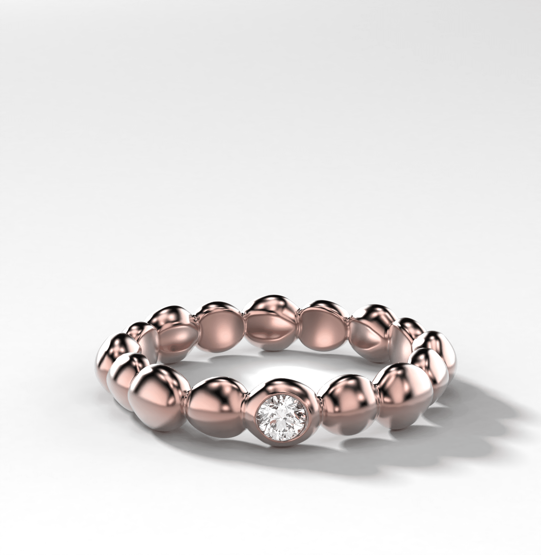 Single Stone Bubble Wedding Band