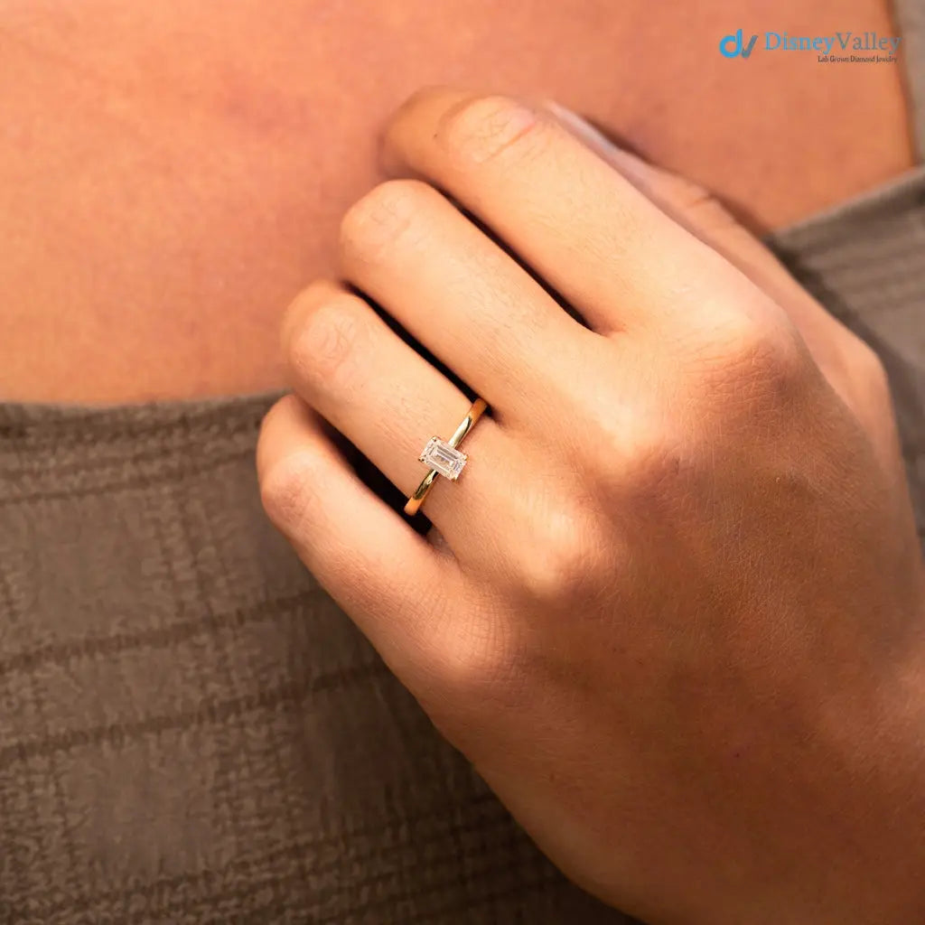 single stone emerald moissanite minimalist wedding ring - DisneyValley