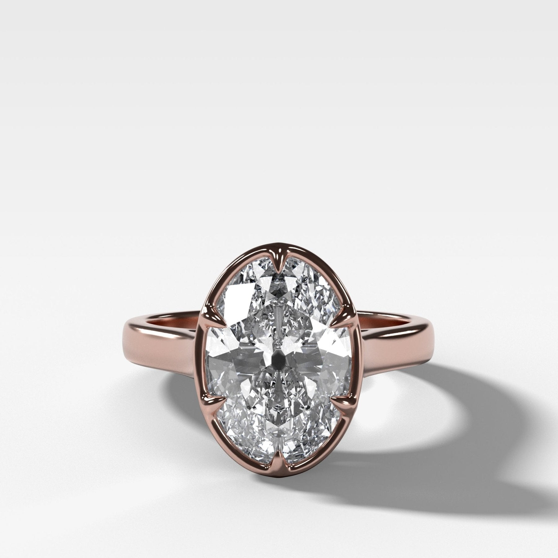 Six Prong Bezel Set Engagement Ring With Antique Oval Cut