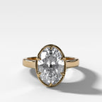 Six Prong Bezel Set Engagement Ring With Antique Oval Cut