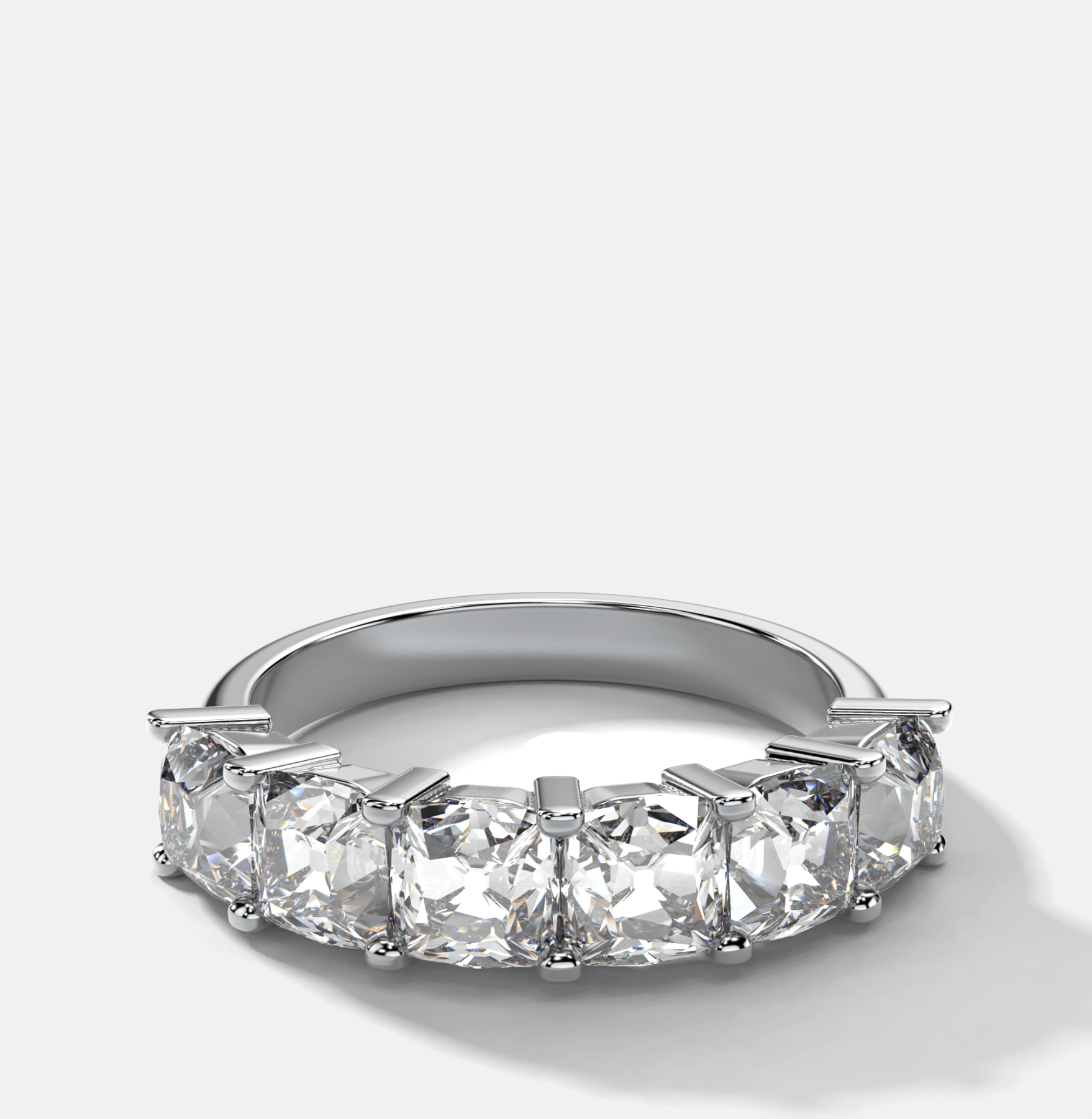 Six Stone Shared Prong Diamond Band With Old Mine Cuts (3.30ctw)
