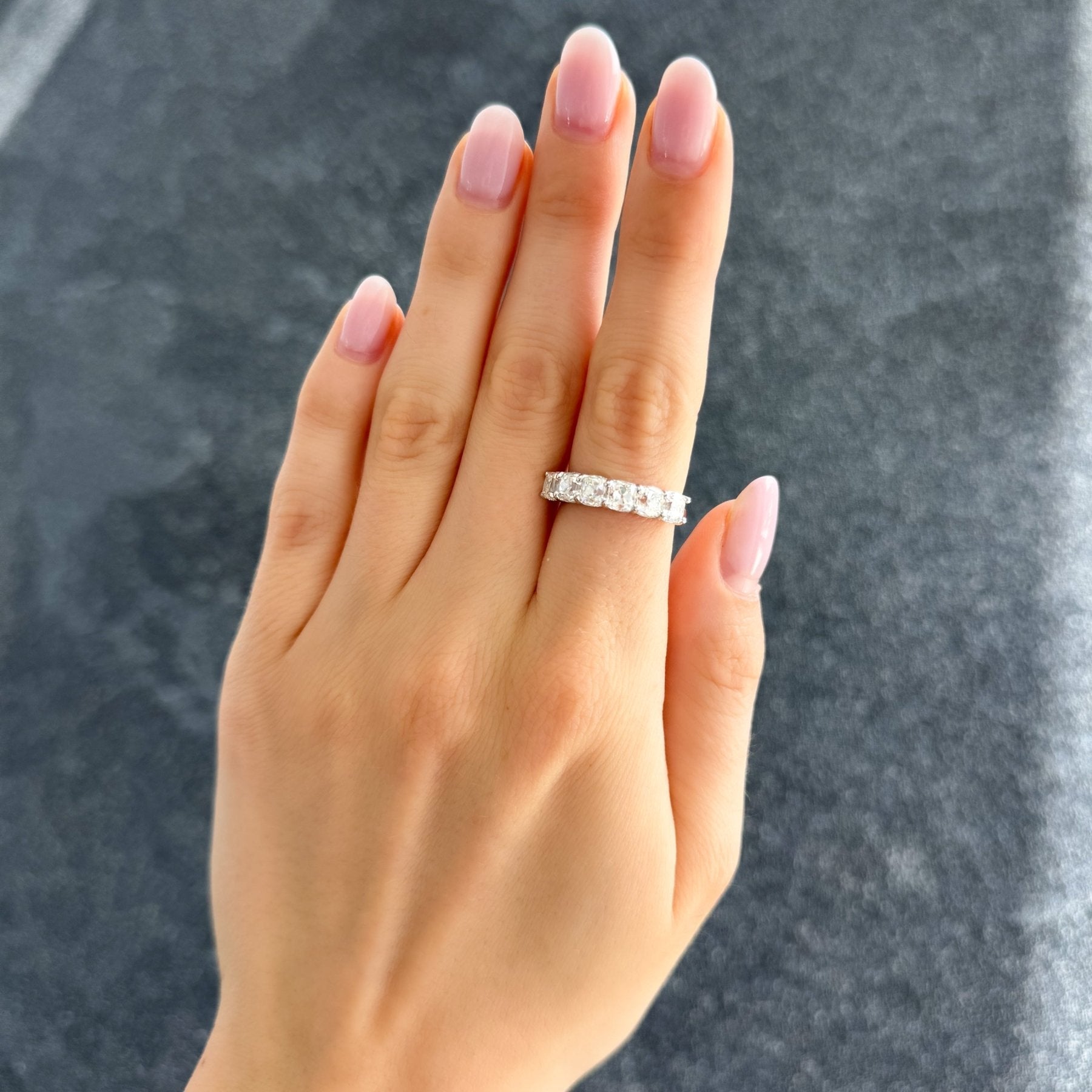 Six Stone Shared Prong Diamond Band With Old Mine Cuts (3.30ctw)
