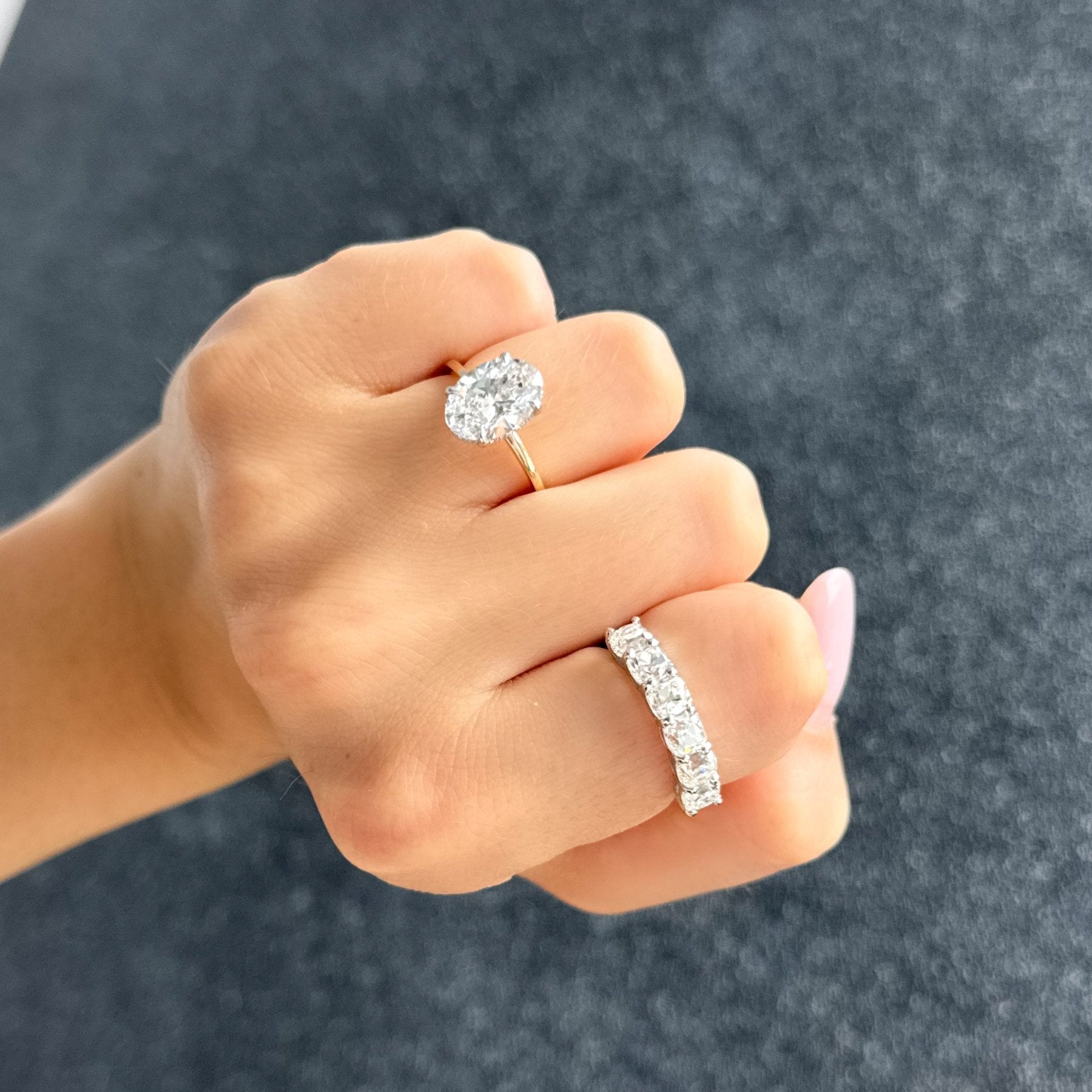 Six Stone Shared Prong Diamond Band With Old Mine Cuts (3.30ctw)