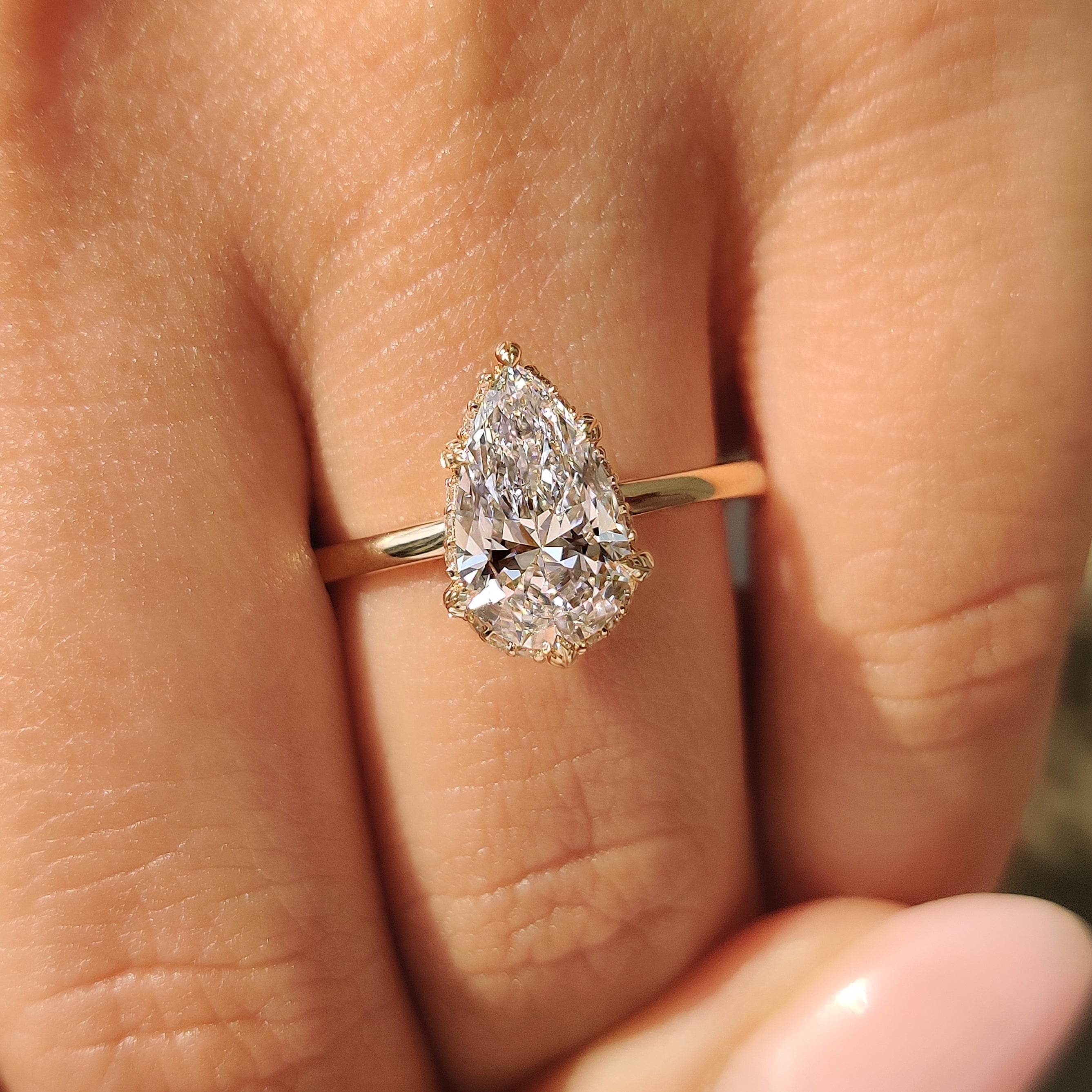 Solitaire Style Pear Diamond Engagement Ring
