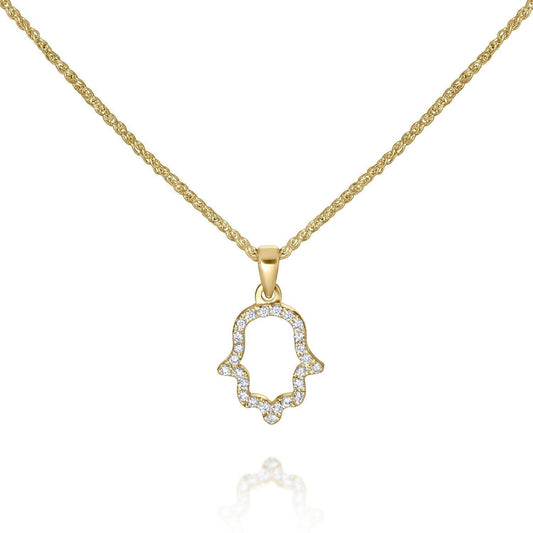 Hamsa round moissanite necklace