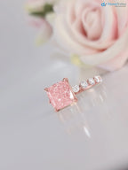 solid Rose Gold pink Cushion diamond engagement ring - DisneyValley