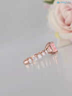 solid Rose Gold pink Cushion diamond engagement ring - DisneyValley