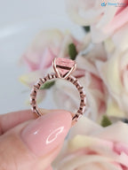 solid Rose Gold pink Cushion diamond engagement ring - DisneyValley