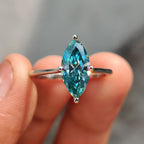 Cyan Blue Marquise Cut Engagement Ring