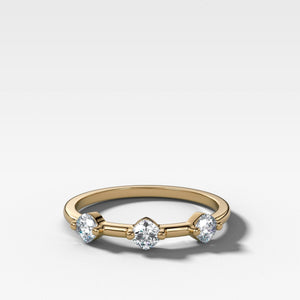 Spaced Compass Wedding Band with Three Cushion Cuts