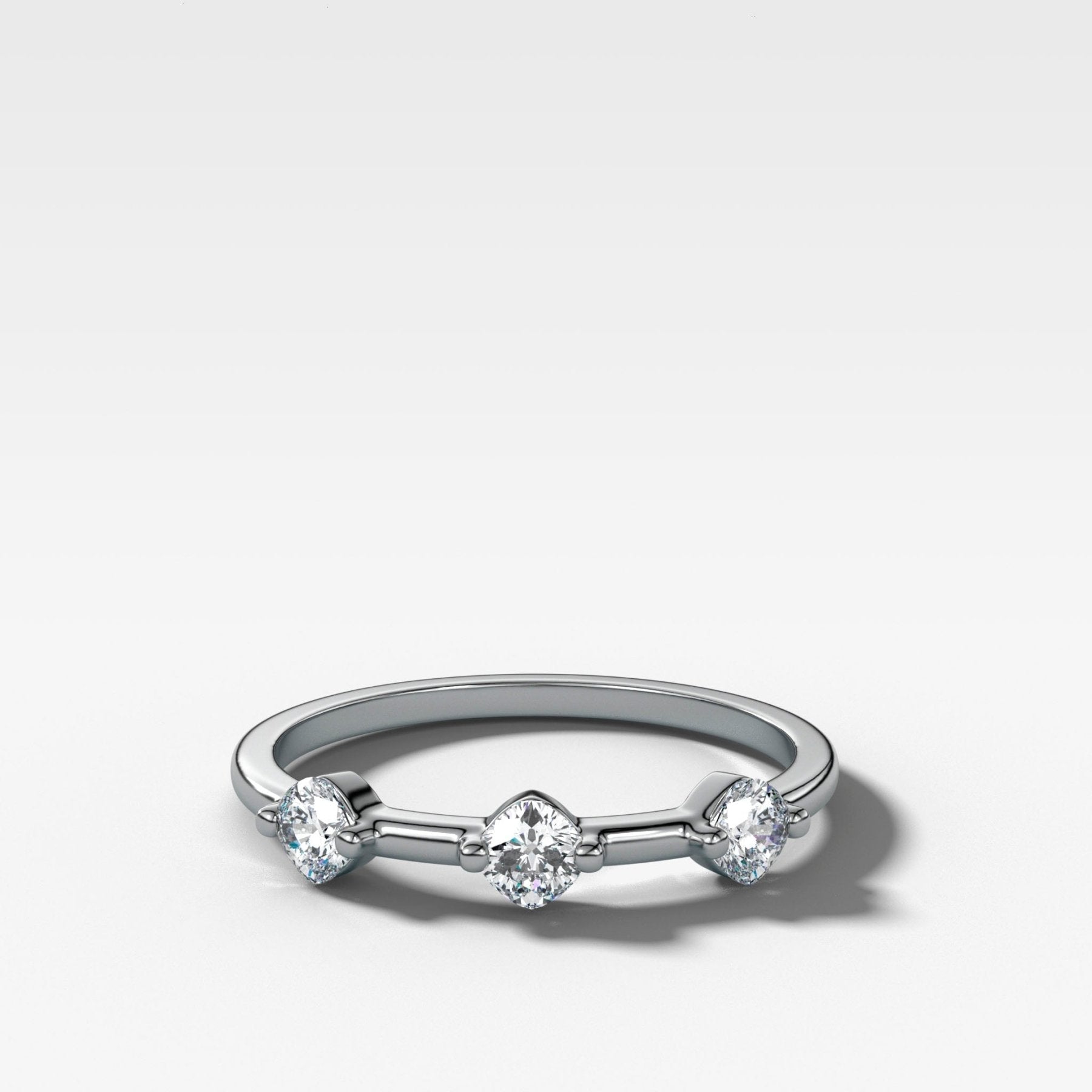 Spaced Compass Wedding Band with Three Cushion Cuts Secondary image