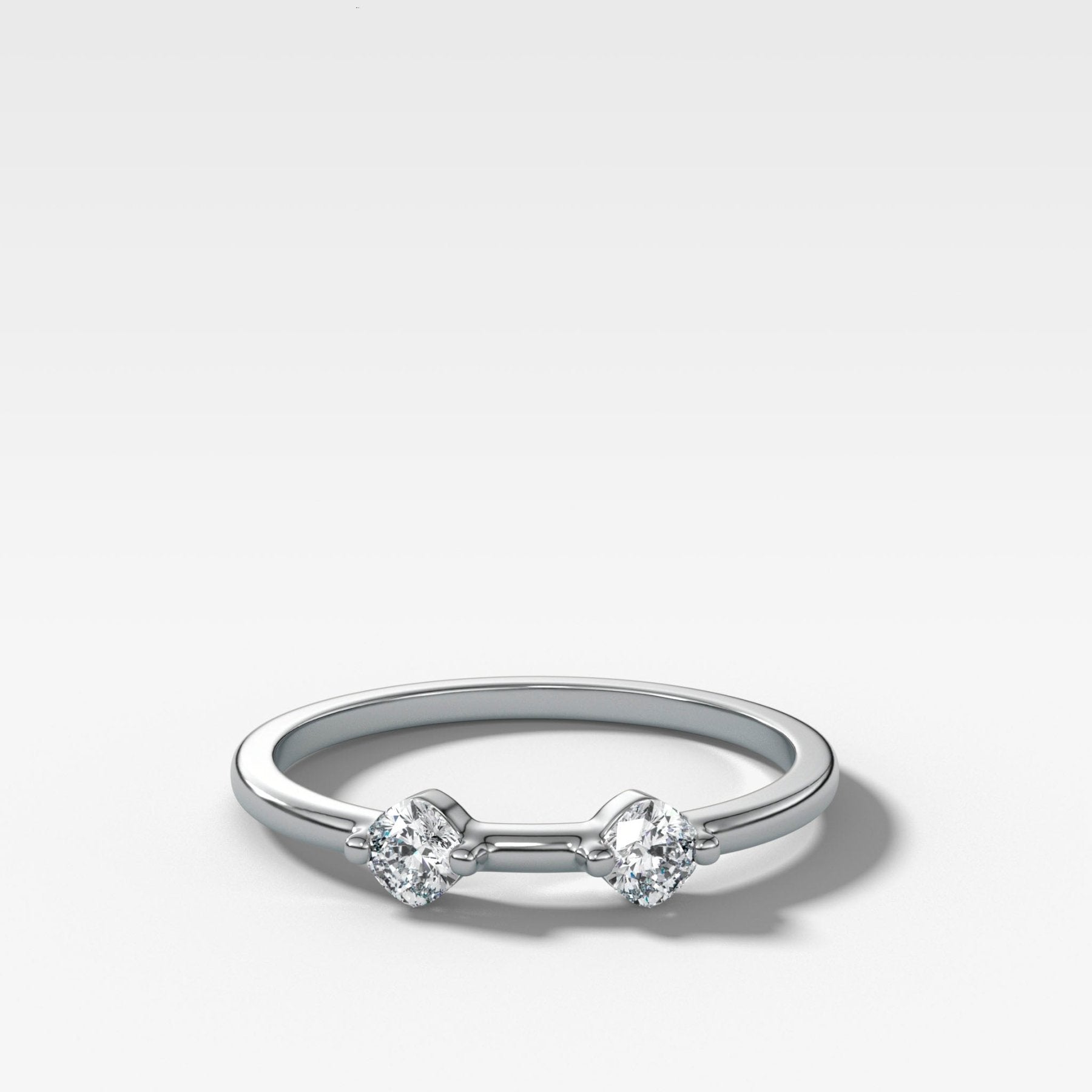 Spaced Compass Wedding Band with Two Cushion Cuts