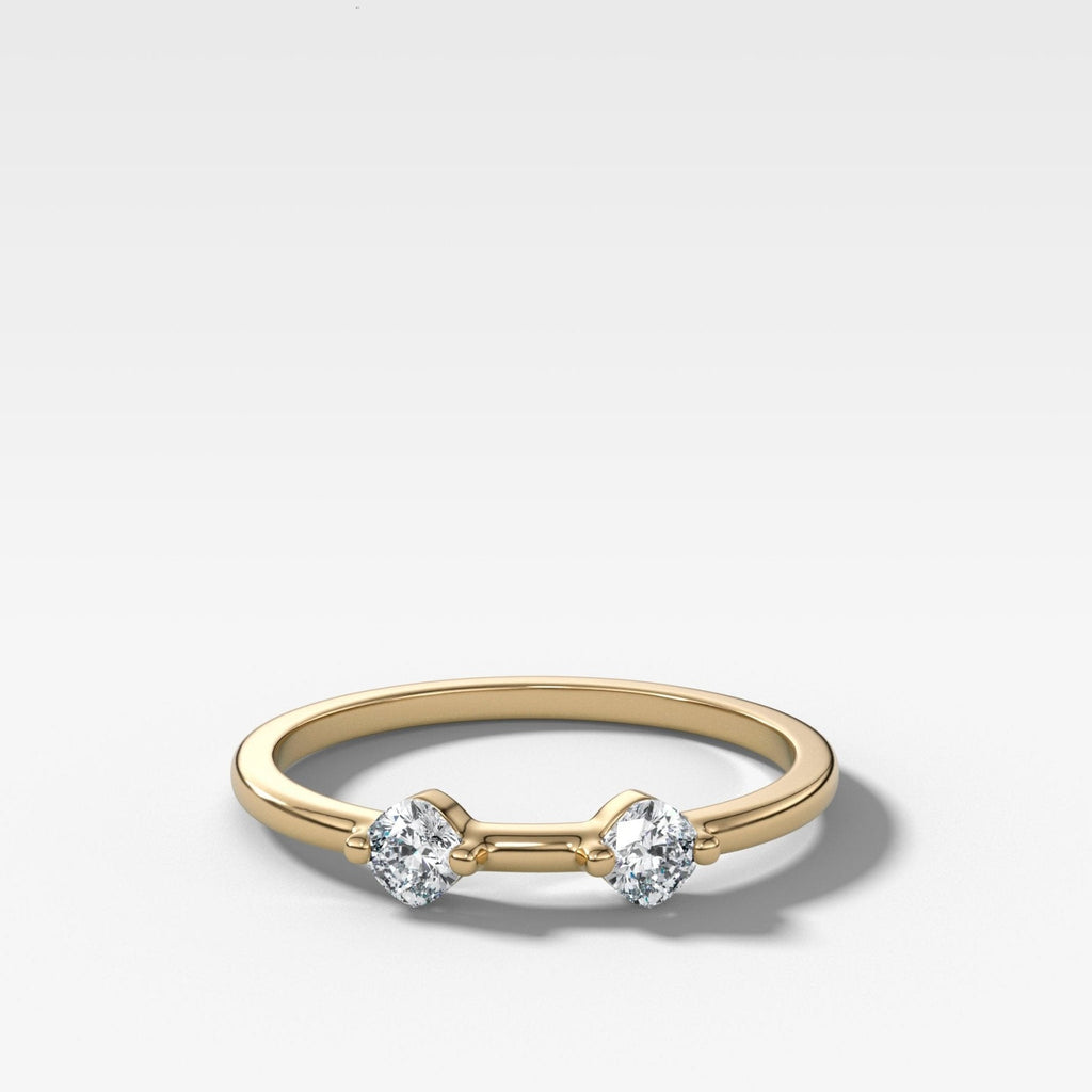 Spaced Compass Wedding Band with Two Cushion Cuts