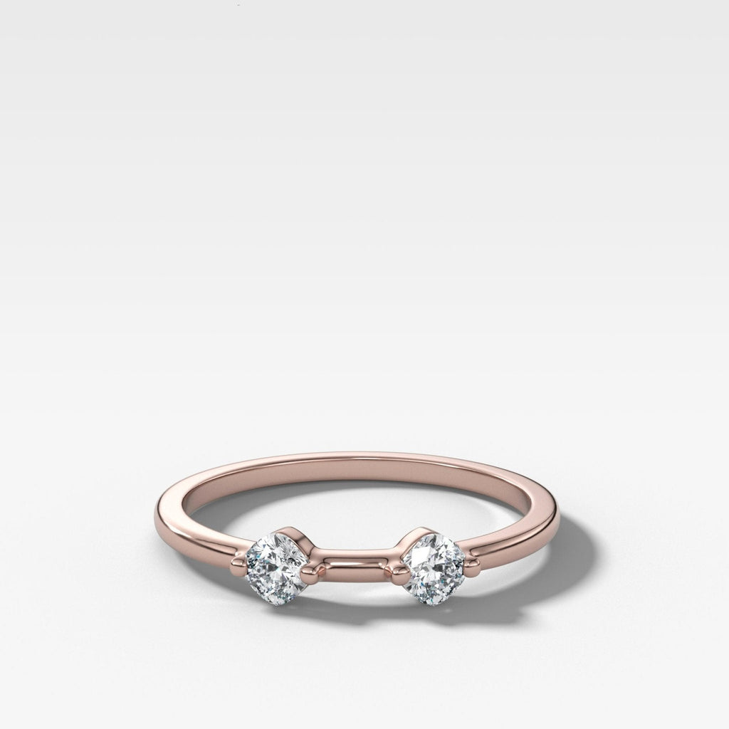 Spaced Compass Wedding Band with Two Cushion Cuts