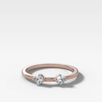 Spaced Compass Wedding Band with Two Cushion Cuts