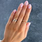 Spaced Compass Wedding Band with Two Cushion Cuts