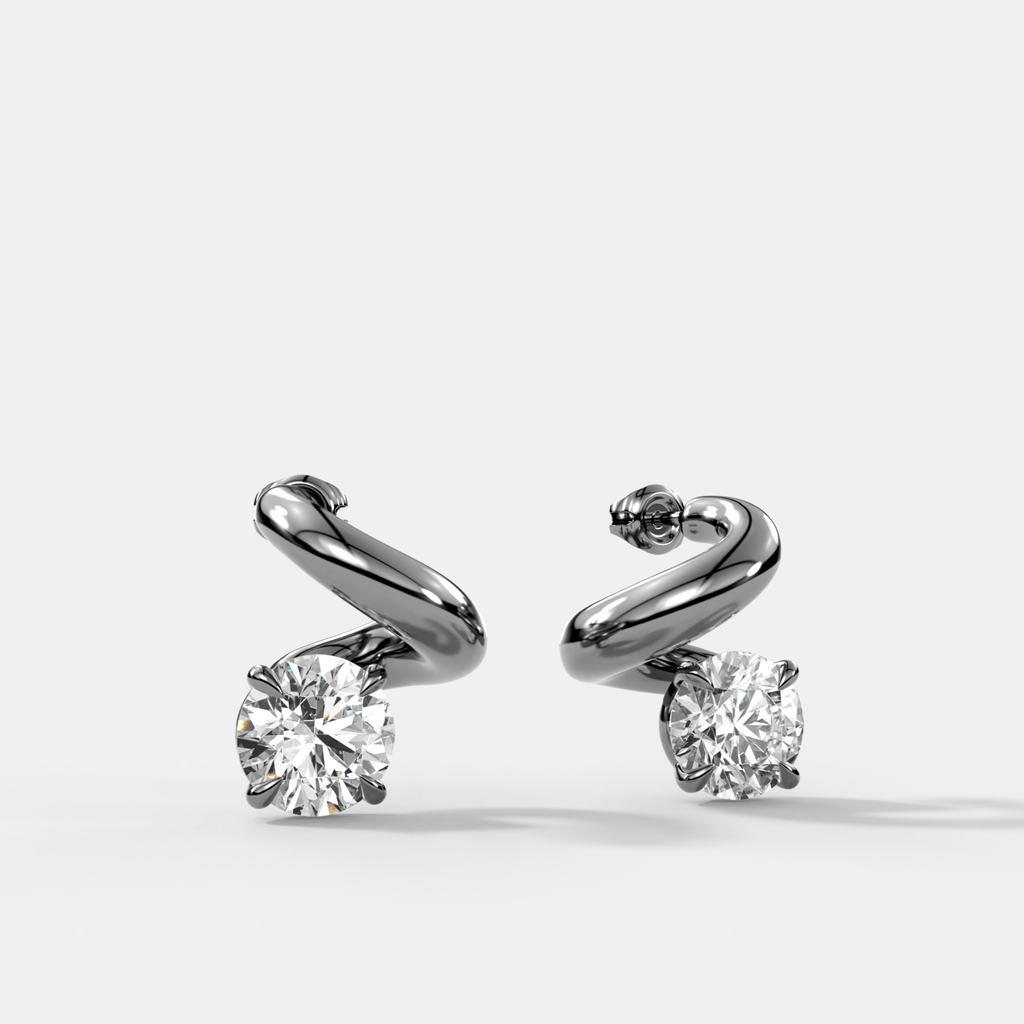 Spiral Studs with Round Cut Diamond