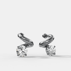Spiral Studs with Round Cut Diamond