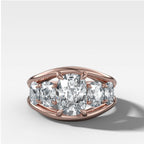 Split Channel Five Stone Engagement Ring With Elongated Cushion Cut Diamond