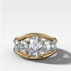 Split Channel Five Stone Engagement Ring With Elongated Cushion Cut Diamond