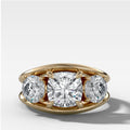 Split Channel Three Stone Engagement Ring With Square Cushion Cut Diamond