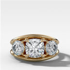 Split Channel Three Stone Engagement Ring With Square Cushion Cut Diamond