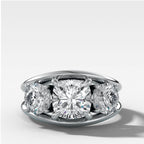 Split Channel Three Stone Engagement Ring With Square Cushion Cut Diamond