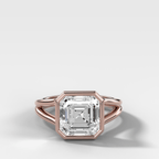 Split Shank Bezel Engagement Ring with Asscher Cut Diamond