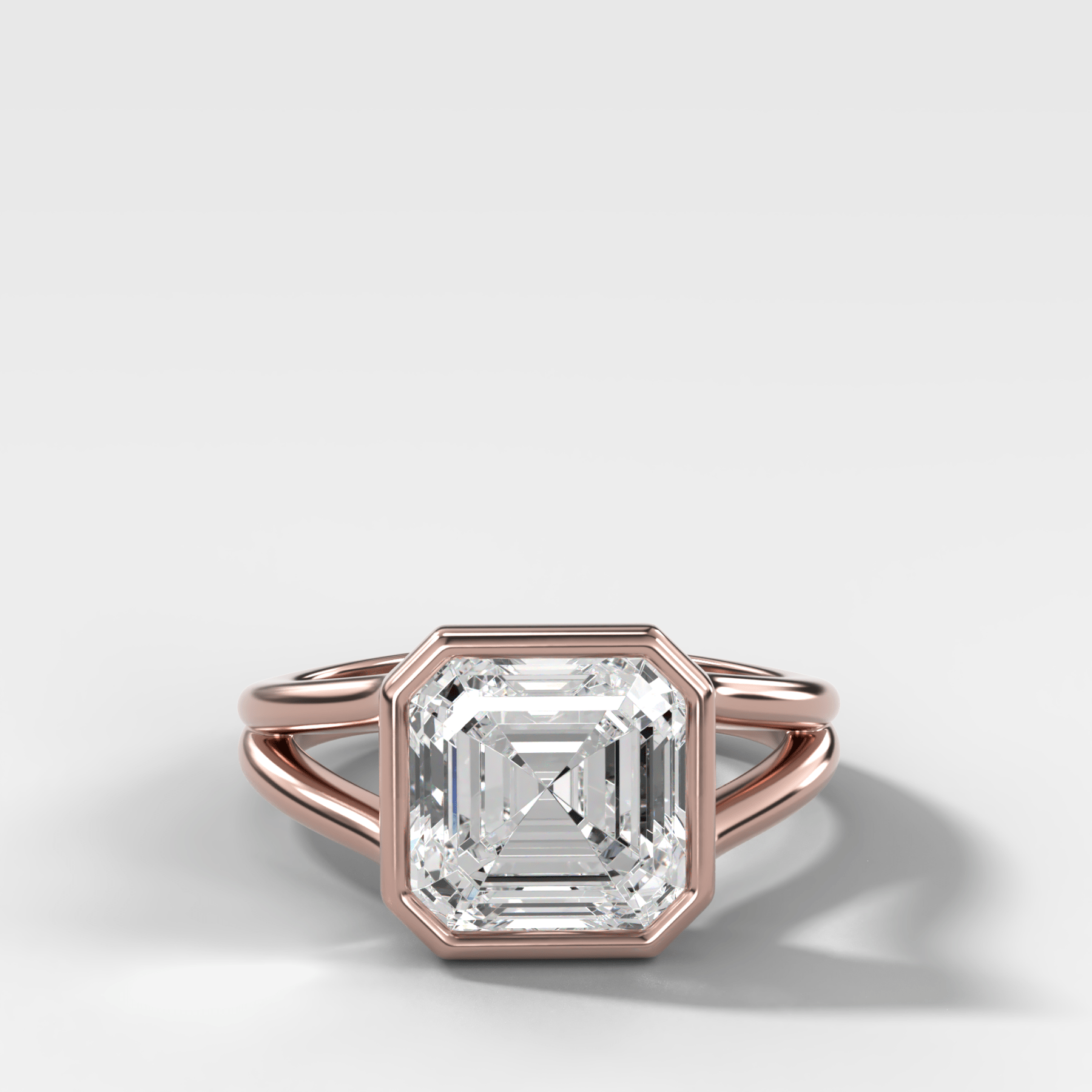Split Shank Bezel Engagement Ring with Asscher Cut Diamond