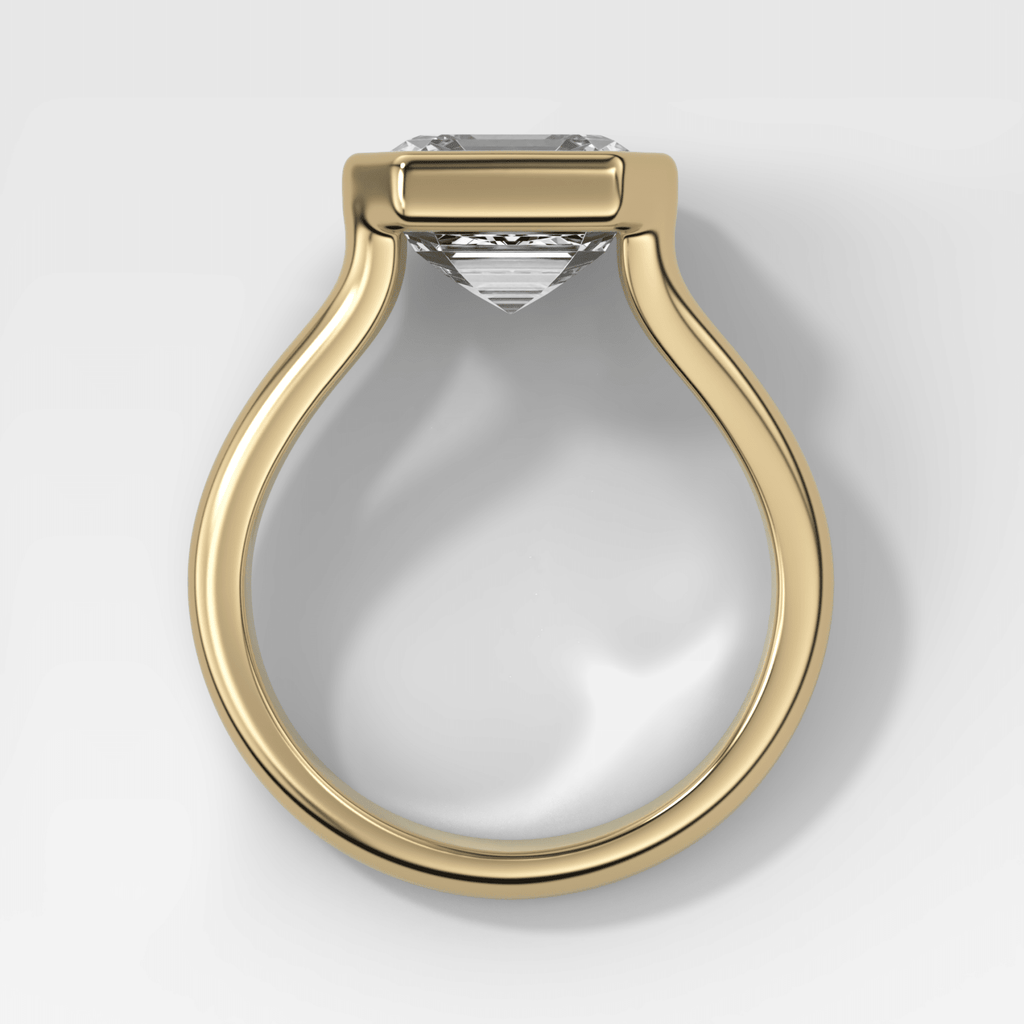 Split Shank Bezel Engagement Ring with Asscher Cut Diamond