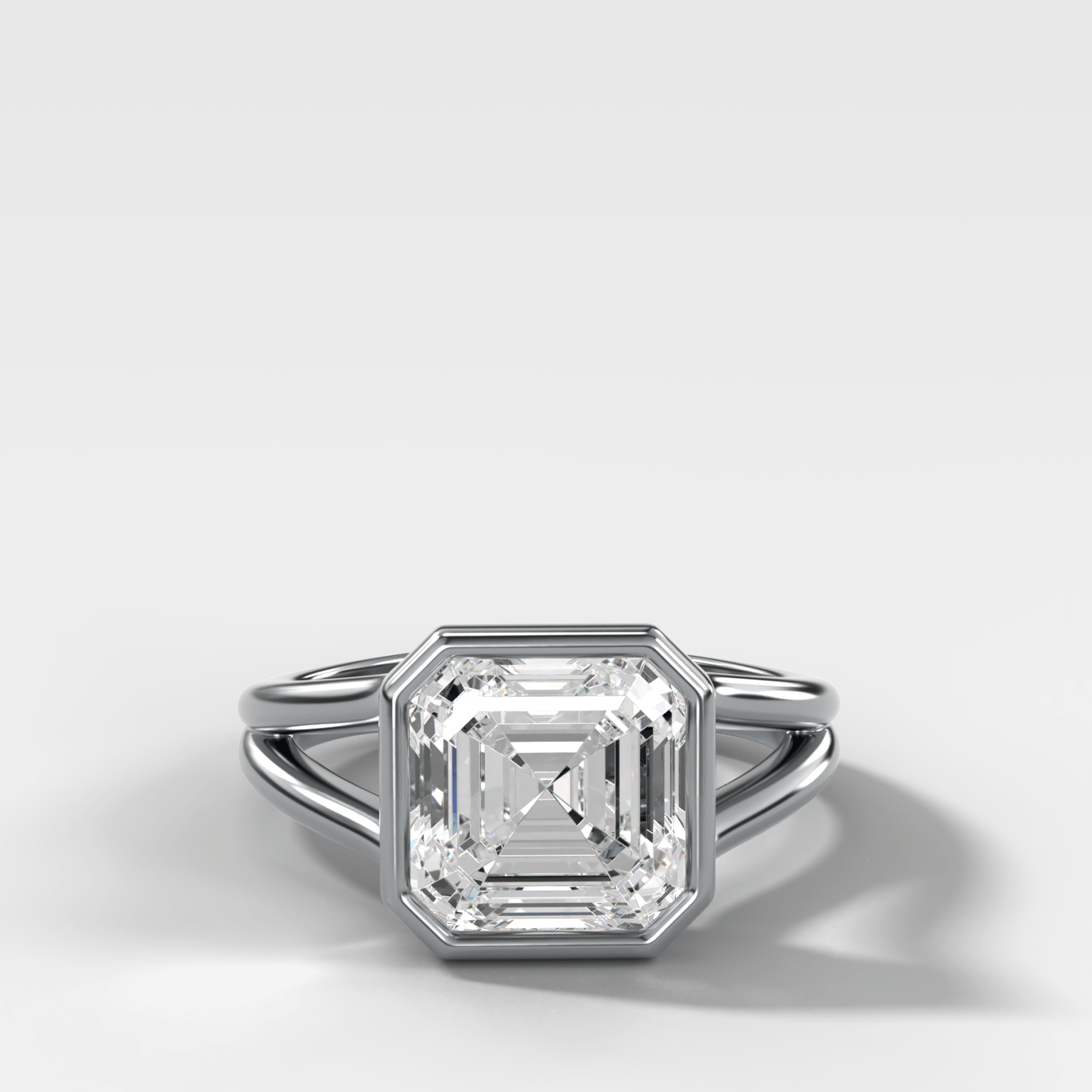 Split Shank Bezel Engagement Ring with Asscher Cut Diamond