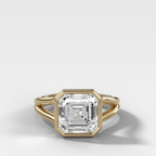 Split Shank Bezel Engagement Ring with Asscher Cut Diamond