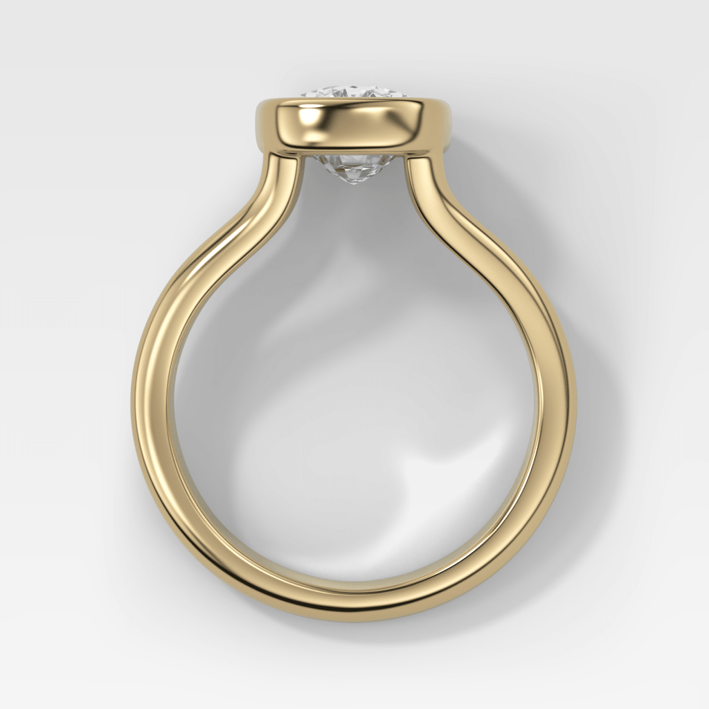 Split Shank Bezel Engagement Ring with Elongated Cushion Cut Diamond