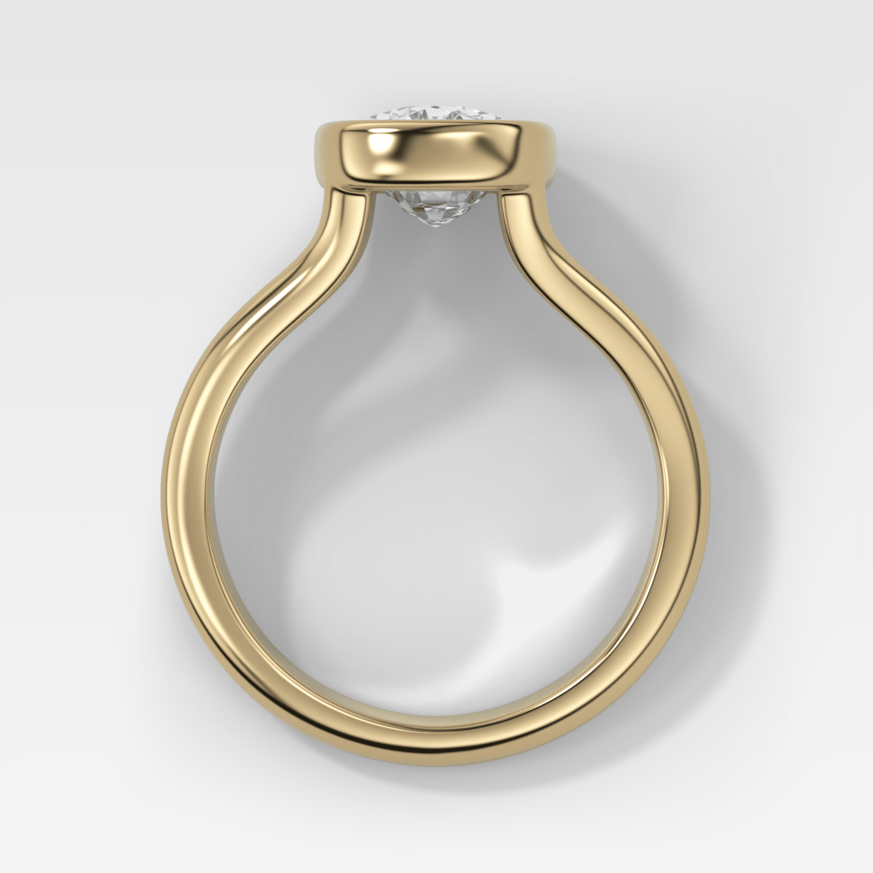 Split Shank Bezel Engagement Ring with Elongated Cushion Cut Diamond