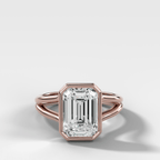 Split Shank Bezel Engagement Ring with Emerald Cut Diamond