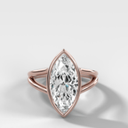 Split Shank Bezel Engagement Ring with Marquise Cut Diamond