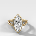 Split Shank Bezel Engagement Ring with Marquise Cut Diamond