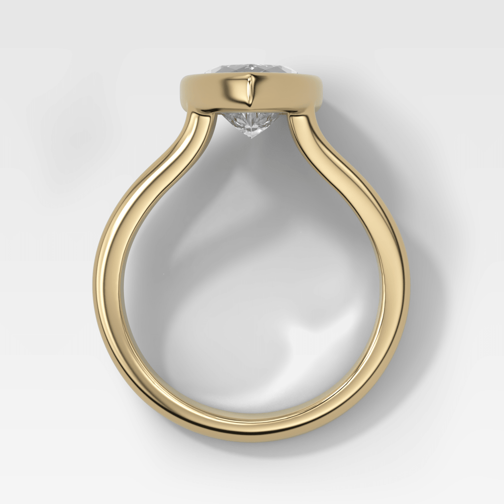Split Shank Bezel Engagement Ring with Marquise Cut Diamond