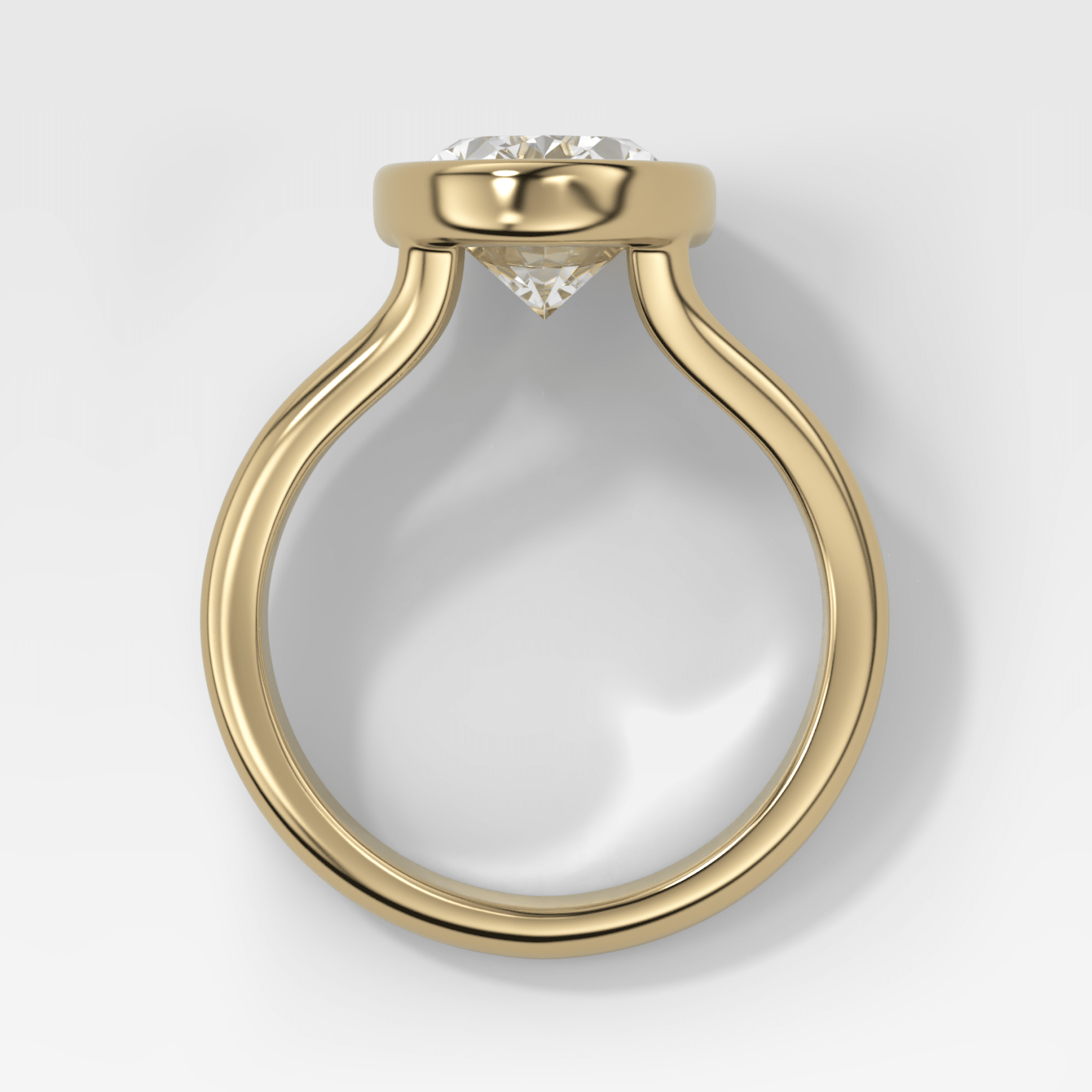 Split Shank Bezel Engagement Ring with Oval Cut Diamond