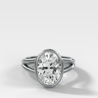 Split Shank Bezel Engagement Ring with Oval Cut Diamond