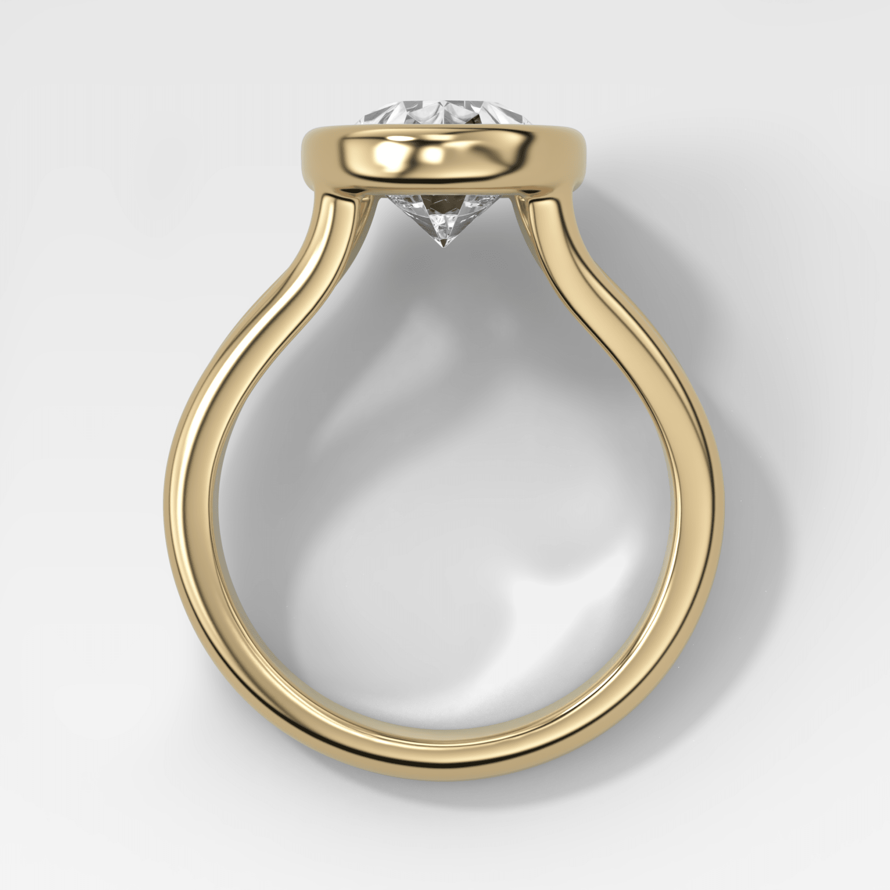 Split Shank Bezel Engagement Ring with Pear Cut Diamond