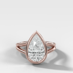 Split Shank Bezel Engagement Ring with Pear Cut Diamond