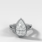 Split Shank Bezel Engagement Ring with Pear Cut Diamond