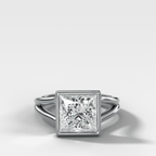 Split Shank Bezel Engagement Ring with Princess Cut Diamond