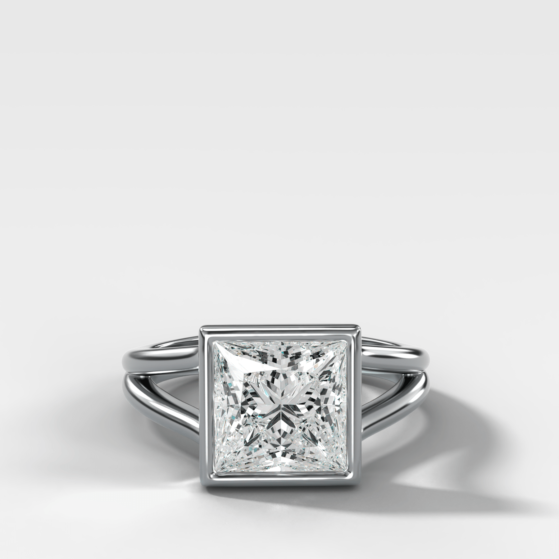 Split Shank Bezel Engagement Ring with Princess Cut Diamond