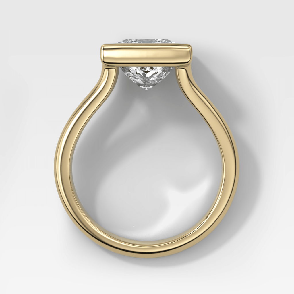 Split Shank Bezel Engagement Ring with Princess Cut Diamond