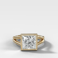 Split Shank Bezel Engagement Ring with Princess Cut Diamond