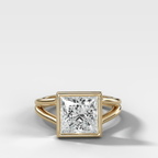 Split Shank Bezel Engagement Ring with Princess Cut Diamond