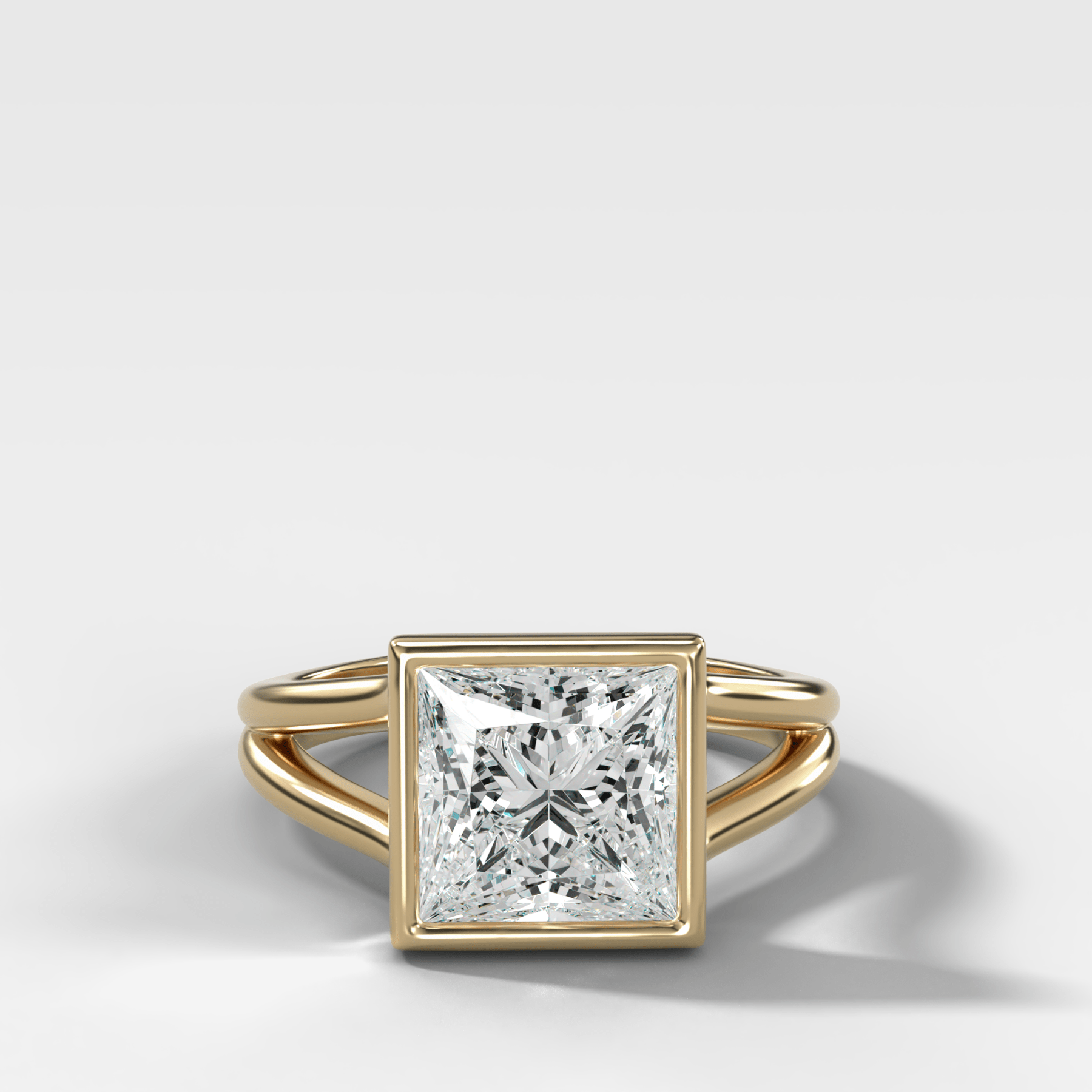 Split Shank Bezel Engagement Ring with Princess Cut Diamond